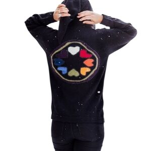 Pure Art Mandala Zippered Alpaca Sweater with witchy hood